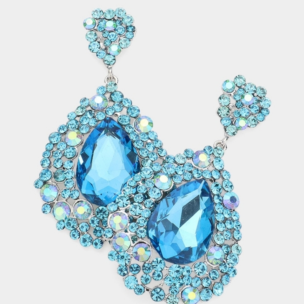 3 inch blue earrings